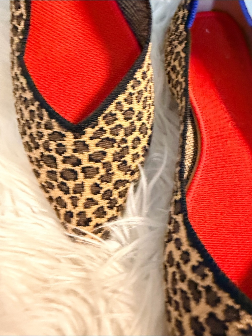Rothy's Leopard Print Pointed Flats with Red Insole and Blue Trim size 13 - Picture 5 of 9